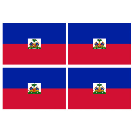 Drapeau Haïti - 4 stickers - 9.5 x 6.3 cm - Sticker/autocollant
