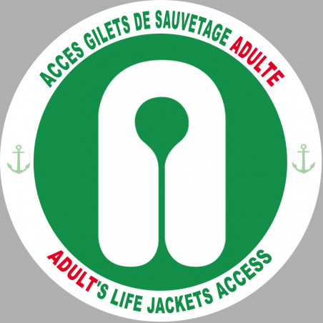 ACCES GILETS DE SAUVETAGE ADULTE - 10cm - Sticker/autocollant