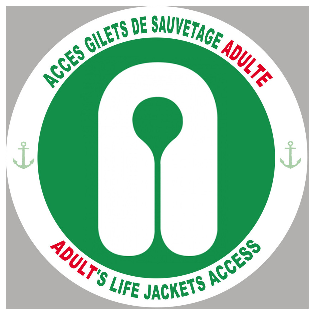 ACCES GILETS DE SAUVETAGE ADULTE - 20cm - Sticker/autocollant