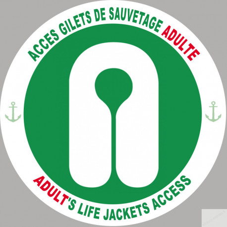 ACCES GILETS DE SAUVETAGE ADULTE - 20cm - Sticker/autocollant