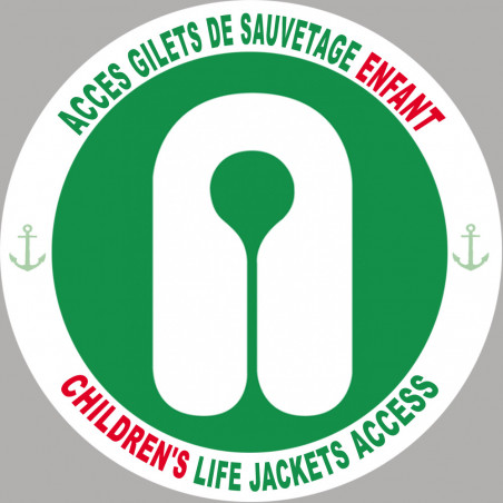 ACCES GILETS DE SAUVETAGE ENFANT - 10cm - Sticker/autocollant
