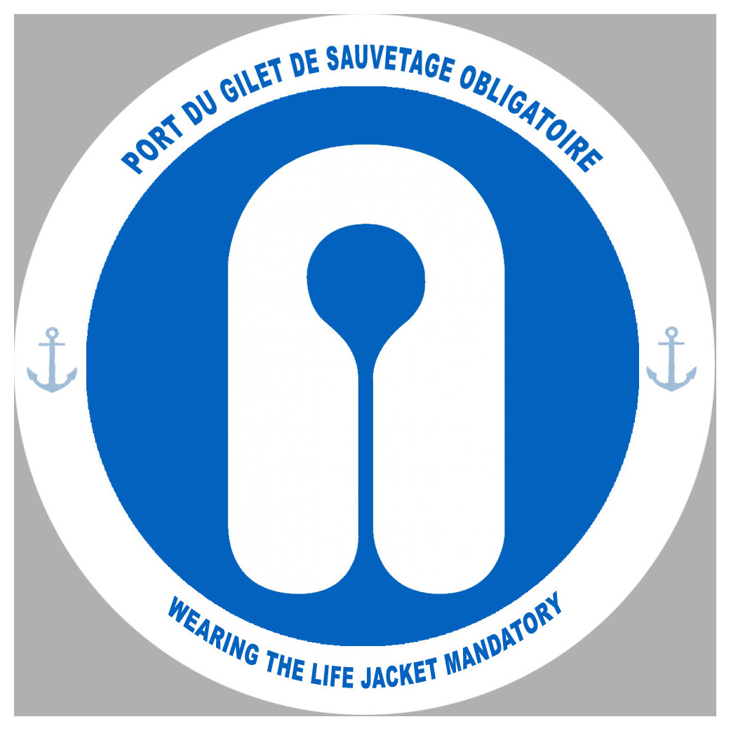 PORT DU GILET DE SAUVETAGE OBLIGATOIRE - 5cm - Sticker/autocollant
