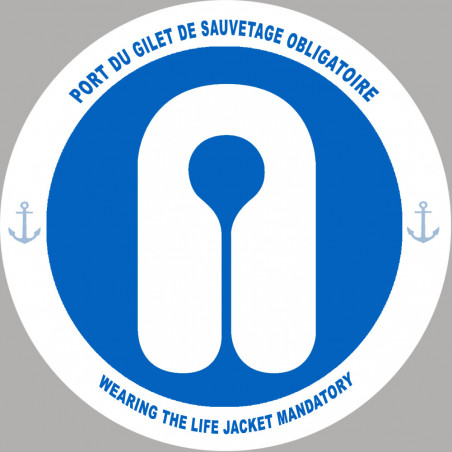 PORT DU GILET DE SAUVETAGE OBLIGATOIRE - 5cm - Sticker/autocollant