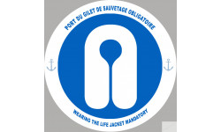 PORT DU GILET DE SAUVETAGE OBLIGATOIRE - 10cm - Sticker/autocollant
