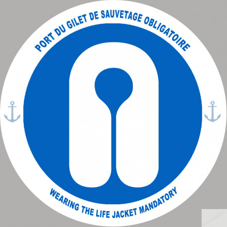 PORT DU GILET DE SAUVETAGE OBLIGATOIRE - 10cm - Sticker/autocollant