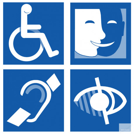 Planche accès handicapés - 20x20cm - Sticker/autocollant