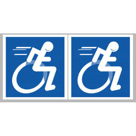 handisport Sport adapté fauteuil - 2 stickers de 10cm - Sticker/autocollant