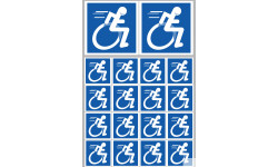 handisport fauteuil - 2 stickers de 10cm / 16 stickers de 5cm - Sticker/autocollant