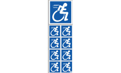 handisport fauteuil - 1 sticker de 10cm / 8 stickers de 5cm - Sticker/autocollant