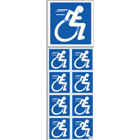 handisport Sport adapté fauteuil - 1 sticker de 10cm / 8 stickers de 5cm - Sticker/autocollant