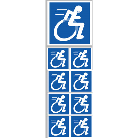 handisport fauteuil - 1 sticker de 10cm / 8 stickers de 5cm - Sticker/autocollant