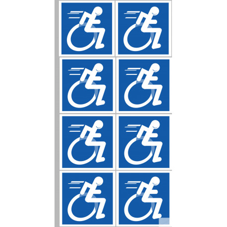 handisport Sport adapté fauteuil - 8 stickers de 5cm - Sticker/autocollant