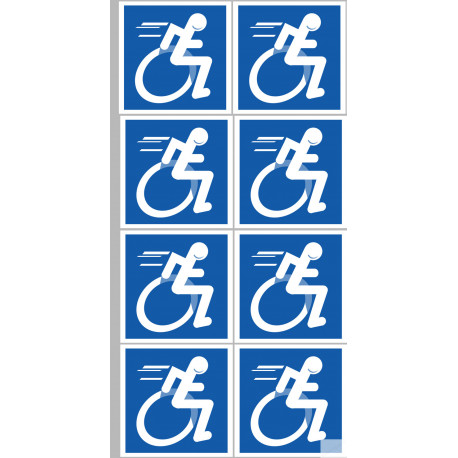 handisport fauteuil - 8 stickers de 5cm - Sticker/autocollant