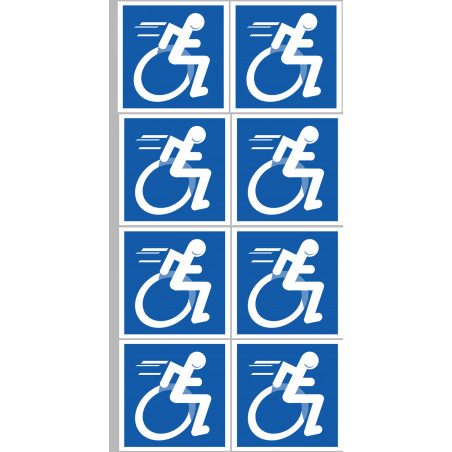 handisport fauteuil - 8 stickers de 5cm - Sticker/autocollant