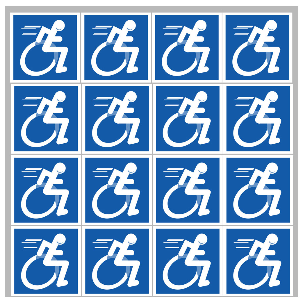 handisport fauteuil - 16 stickers de 5cm - Sticker/autocollant