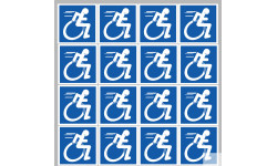 handisport Sport adapté fauteuil - 16 stickers de 5cm - Sticker/autocollant