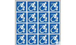 handisport fauteuil - 16 stickers de 5cm - Sticker/autocollant