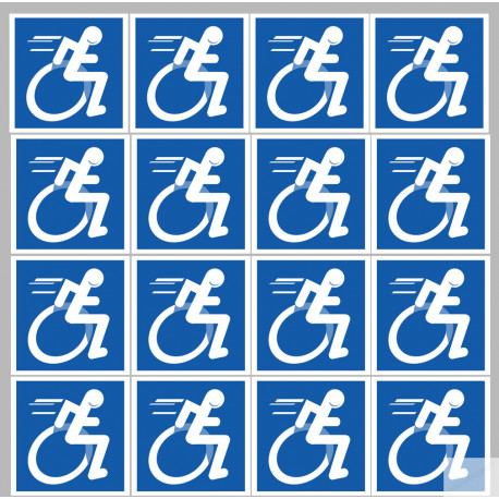 handisport fauteuil - 16 stickers de 5cm - Sticker/autocollant