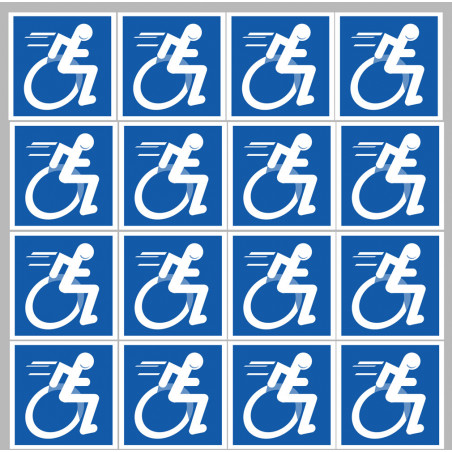 handisport fauteuil - 16 stickers de 5cm - Sticker/autocollant