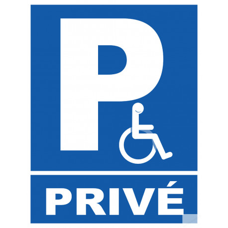 Parking handicap privé - 21x27cm - Sticker/autocollant