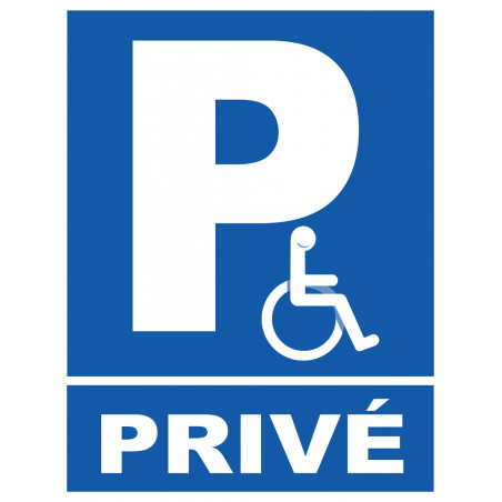 Parking handicap privé - 21x27cm - Sticker/autocollant