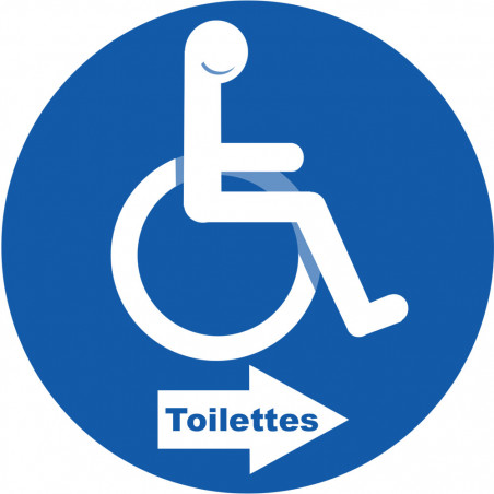 pictogramme toilettes pour handicapés directionnel droite - 20cm - Sticker/autocollant