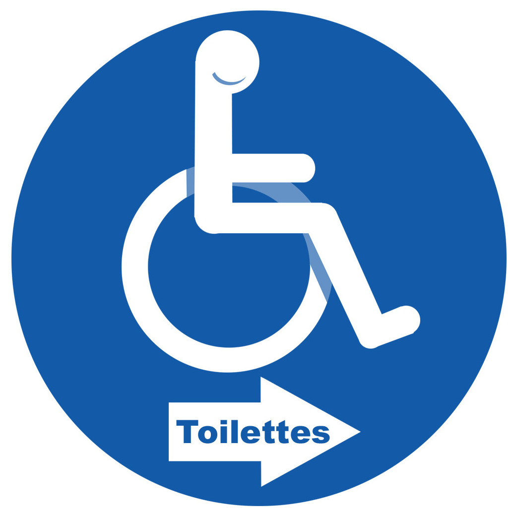 toilettes pour handicapés directionnel droite - 10cm - Sticker/autocollant