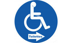 pictogramme toilettes pour handicapés directionnel droite - 10cm - Sticker/autocollant