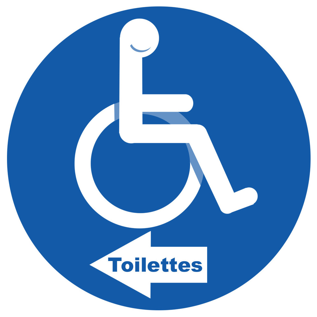 toilettes pour handicapés directionnel gauche - 10cm - Sticker/autocollant