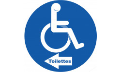 pictogramme toilettes pour handicapés directionnel gauche - 10cm - Sticker/autocollant