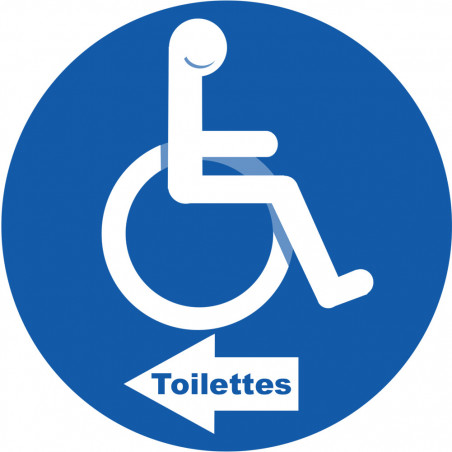 pictogramme toilettes pour handicapés directionnel gauche - 10cm - Sticker/autocollant