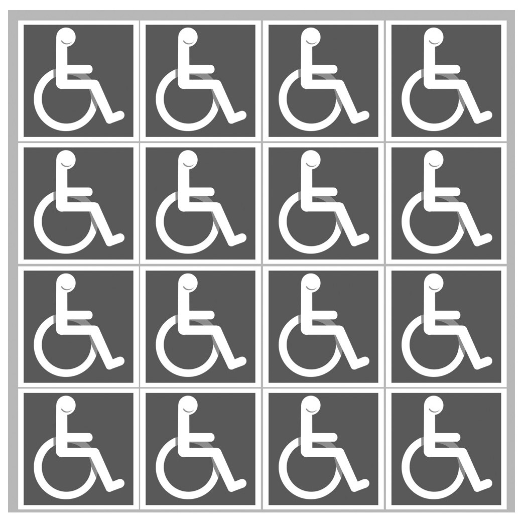 handicap moteur gris - 16 stickers de 5cm - Sticker/autocollant