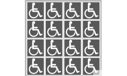 handicap moteur gris - 16 stickers de 5cm - Sticker/autocollant