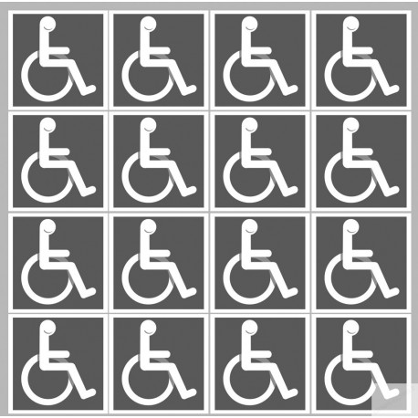 handicap moteur gris - 16 stickers de 5cm - Sticker/autocollant