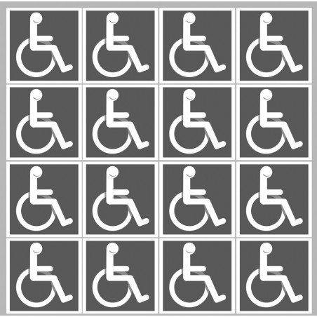 handicap moteur gris - 16 stickers de 5cm - Sticker/autocollant