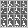 handicap moteur gris - 16 stickers de 5cm - Sticker/autocollant