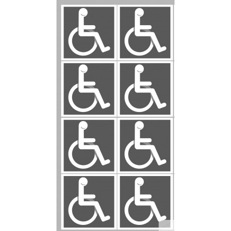 handicap moteur gris - 8 stickers de 5cm - Sticker/autocollant