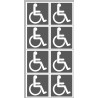 handicap moteur gris - 8 stickers de 5cm - Sticker/autocollant