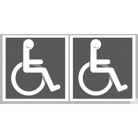 handicap moteur gris - 2 stickers de 10cm - Sticker/autocollant