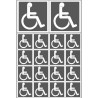 handicap fauteuil - 2 stickers de 10cm et  16 stickers de 5cm - Sticker/autocollant