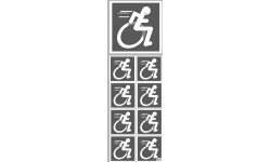 handisport fauteuil - 1 stickers de 10cm et 8 stickers de 5cm - Sticker/autocollant