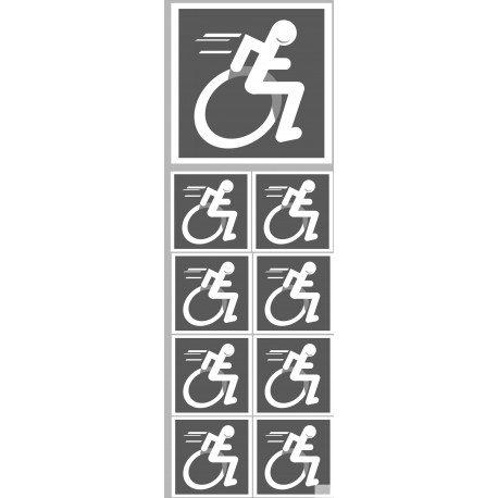 handisport fauteuil - 1 stickers de 10cm et 8 stickers de 5cm - Sticker/autocollant