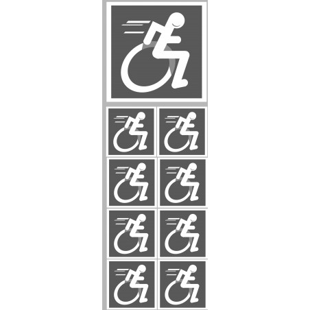 handisport fauteuil - 1 stickers de 10cm et 8 stickers de 5cm - Sticker/autocollant