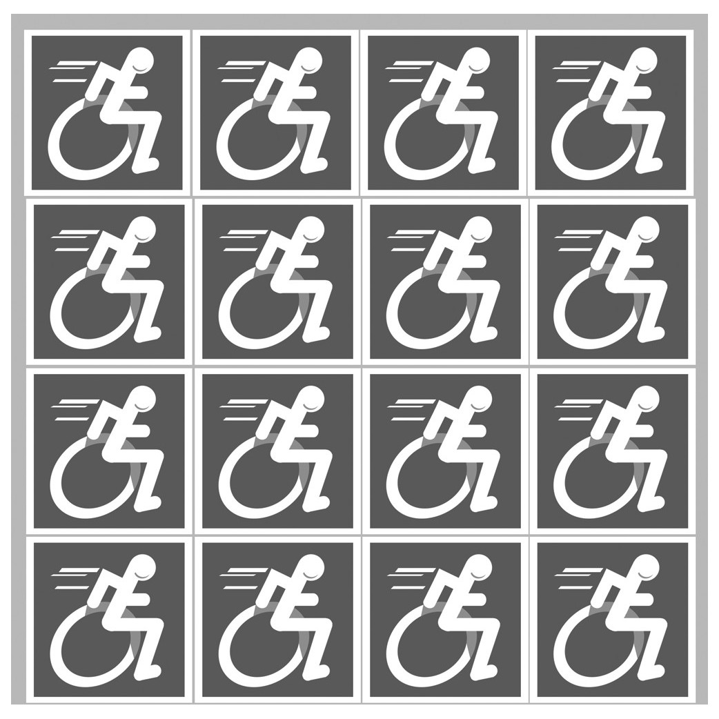 handisport fauteuil gris - 18 stickers de 5cm - Sticker/autocollant