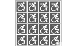 handisport fauteuil gris - 18 stickers de 5cm - Sticker/autocollant