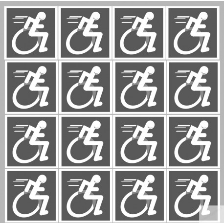 handisport fauteuil gris - 18 stickers de 5cm - Sticker/autocollant