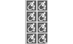 handisport fauteuil gris - 8 stickers de 5cm - Sticker/autocollant