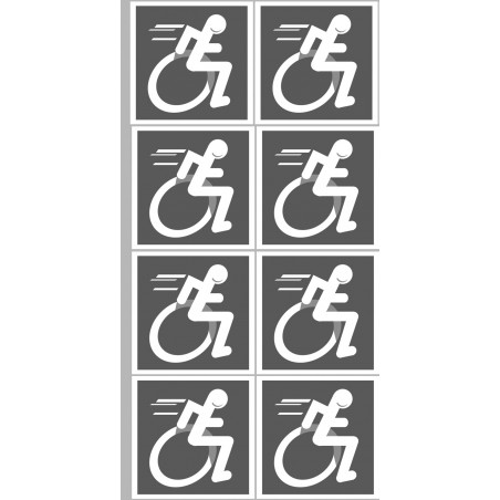 handisport Sport adapté fauteuil gris - 8 stickers de 5cm - Sticker/autocollant