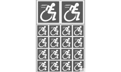 handisport fauteuil gris - 2 stickers de 10cm et 16 stickers de 5cm - Sticker/autocollant