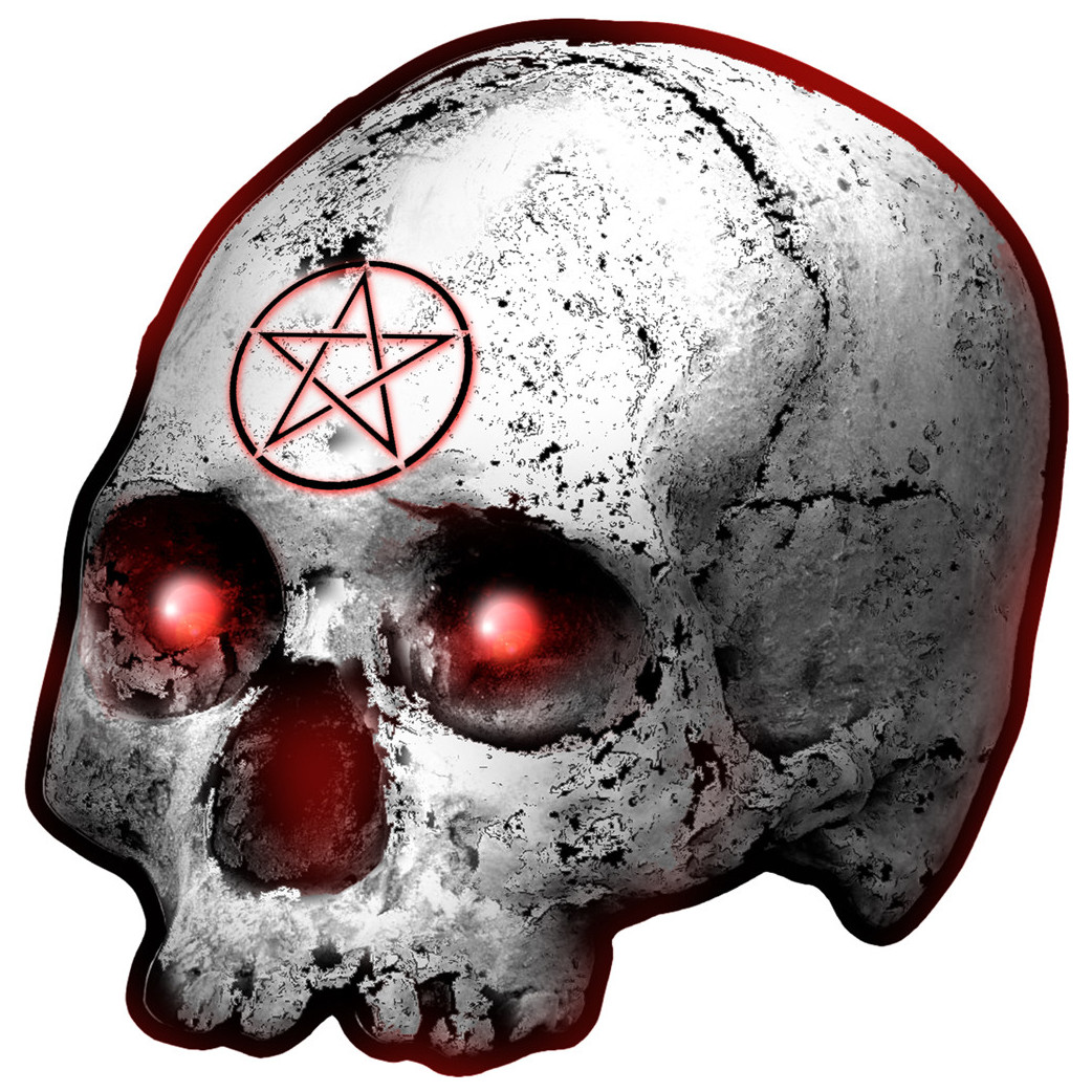 crâne étoile pentagramme gauche - 20x20cm - Sticker/autocollant